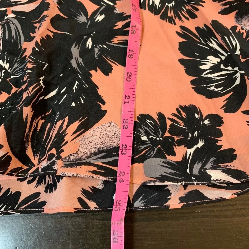 Rebecca Taylor Silk Floral Sleeveless Peplum Top Pink Black Size 2‎ Soft Grunge - Picture 9 of 10
